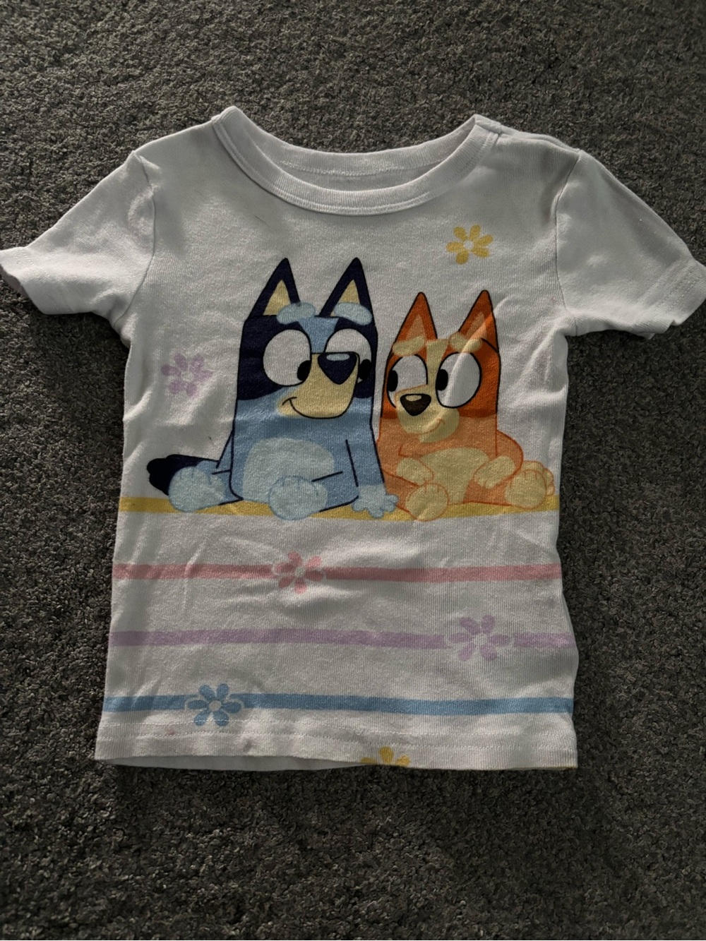 White Kids Short-Sleeve Tee with Bluey & Bingo Graphic